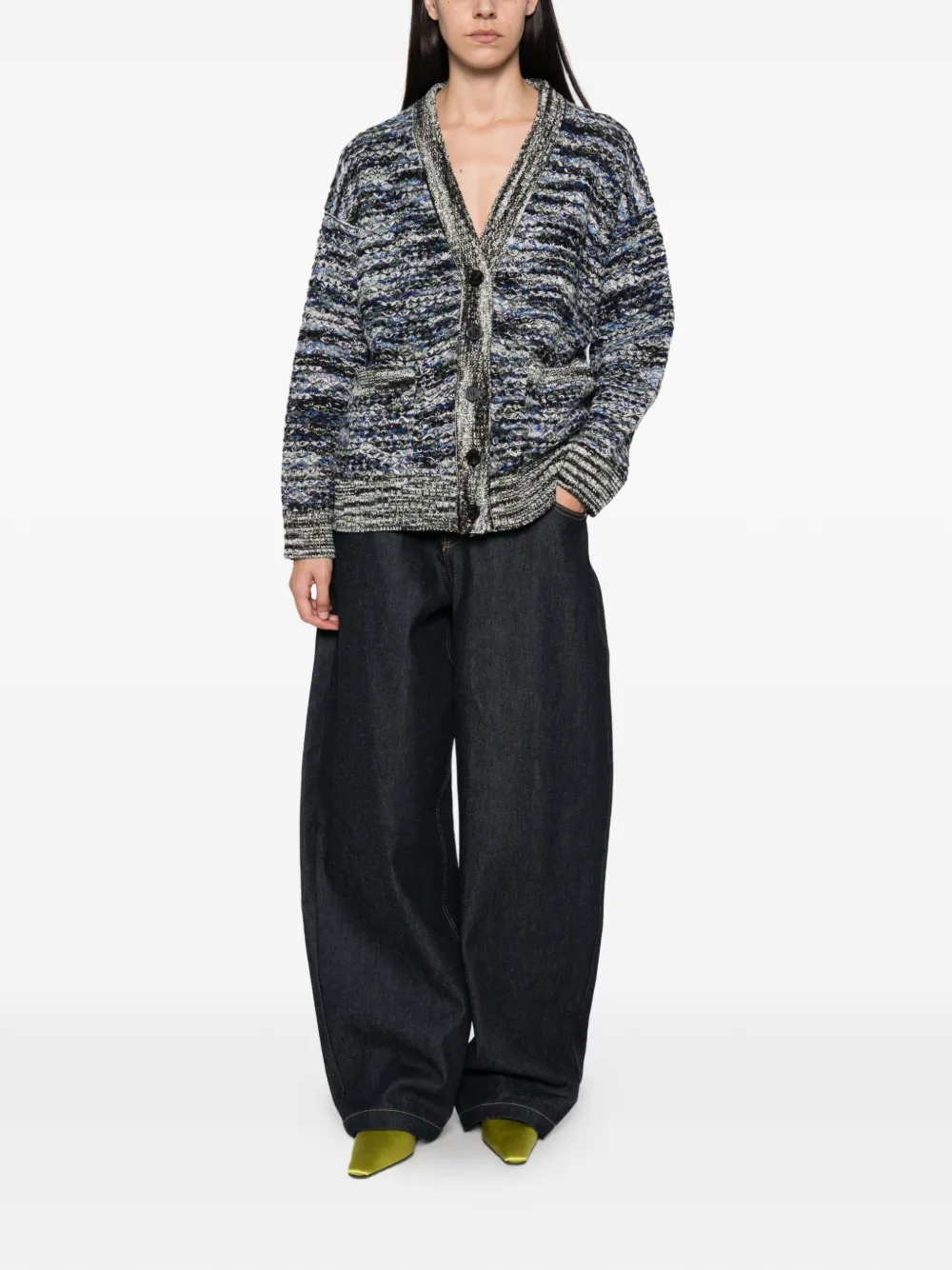Missoni marled-knit V-neck cardigan Blauw