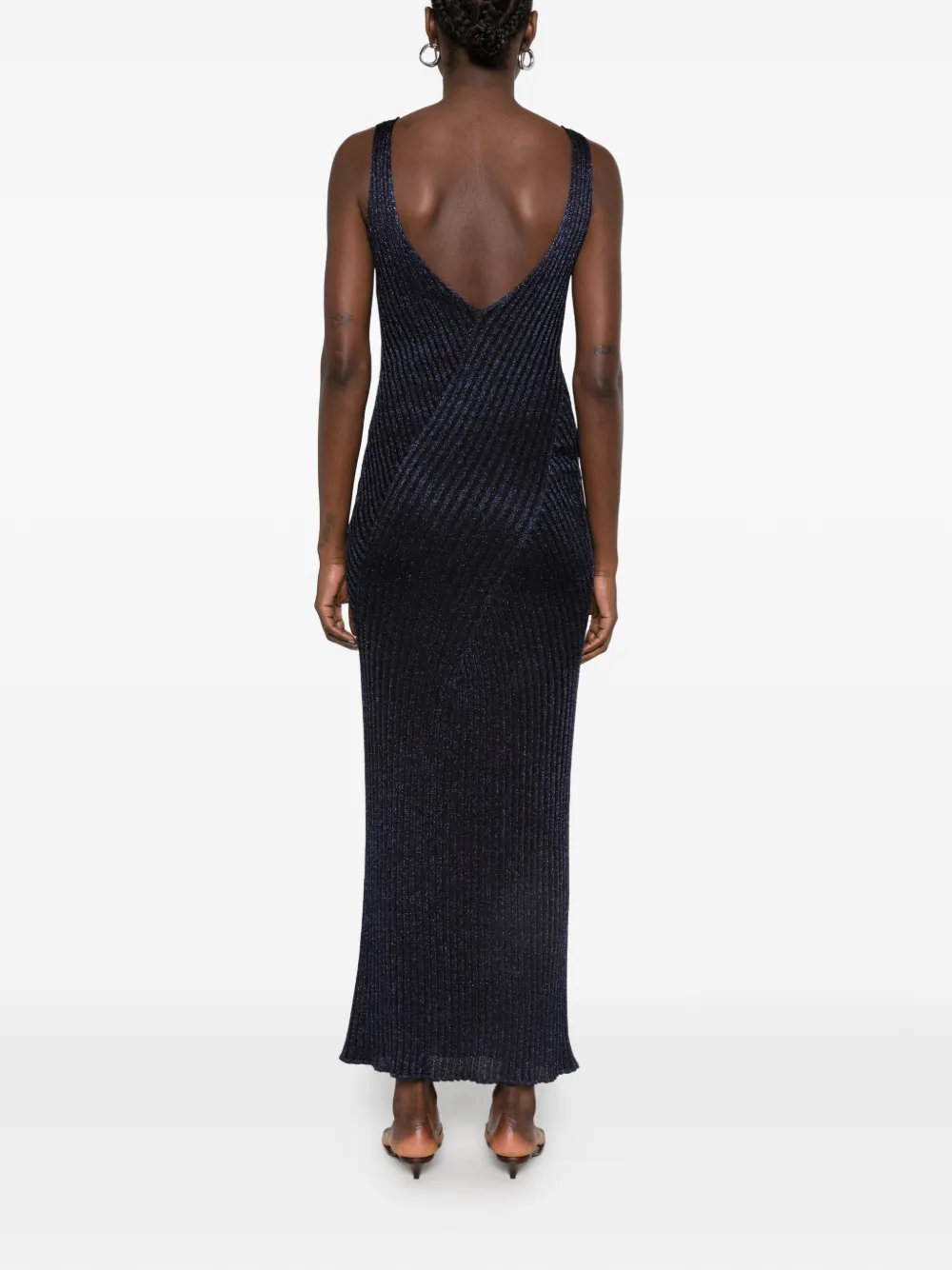 Missoni Ribgebreide maxi-jurk met metallic effect Blauw
