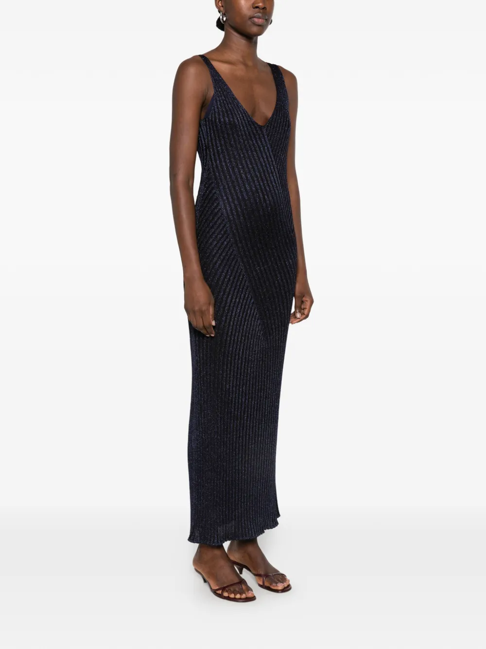 Missoni Ribgebreide maxi-jurk met metallic effect Blauw