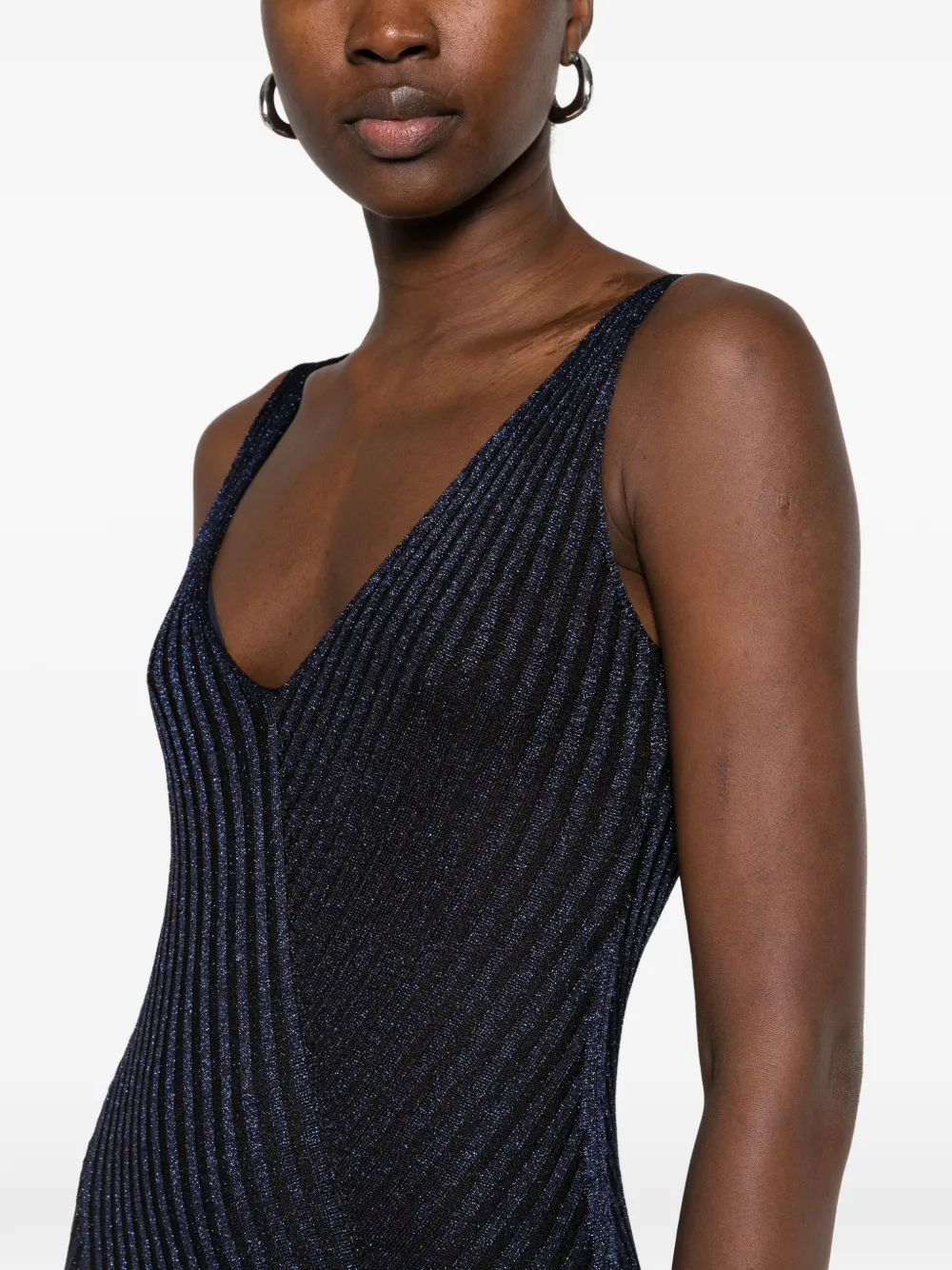 Missoni Ribgebreide maxi-jurk met metallic effect Blauw
