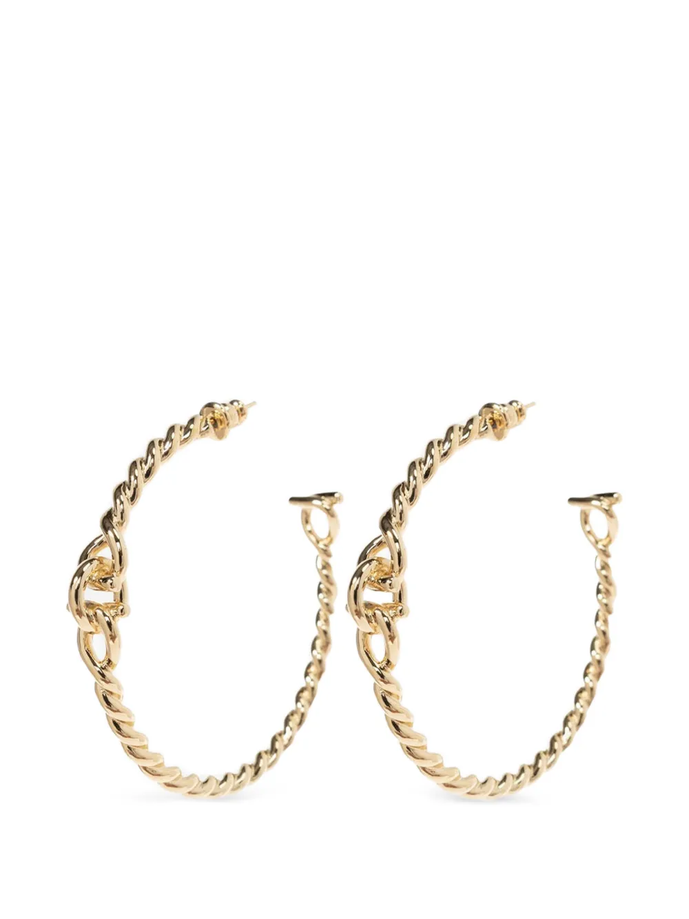 Ferragamo Twisted chain Gancini hoop earrings (L) - Oro