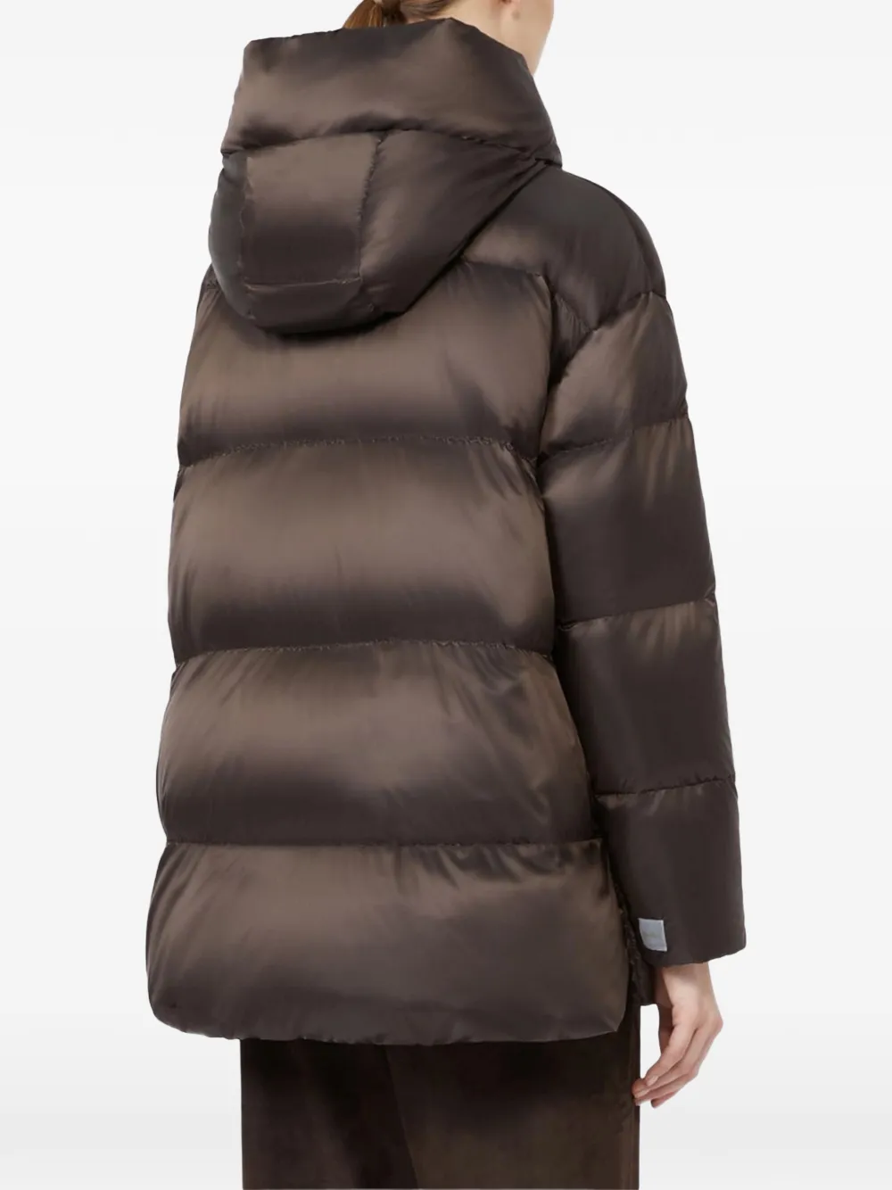Max Mara Kort ruimvallend waterafstotend donsjack van platgeweven stof Bruin