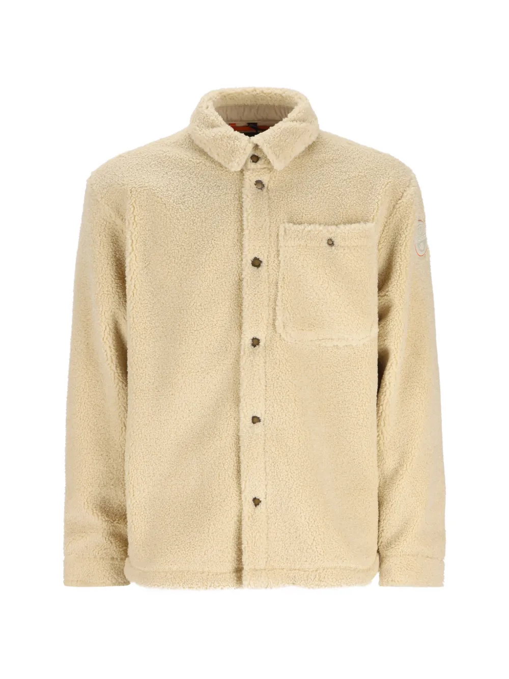 Napapijri logo-embroidered fleece shirt jacket - Nude