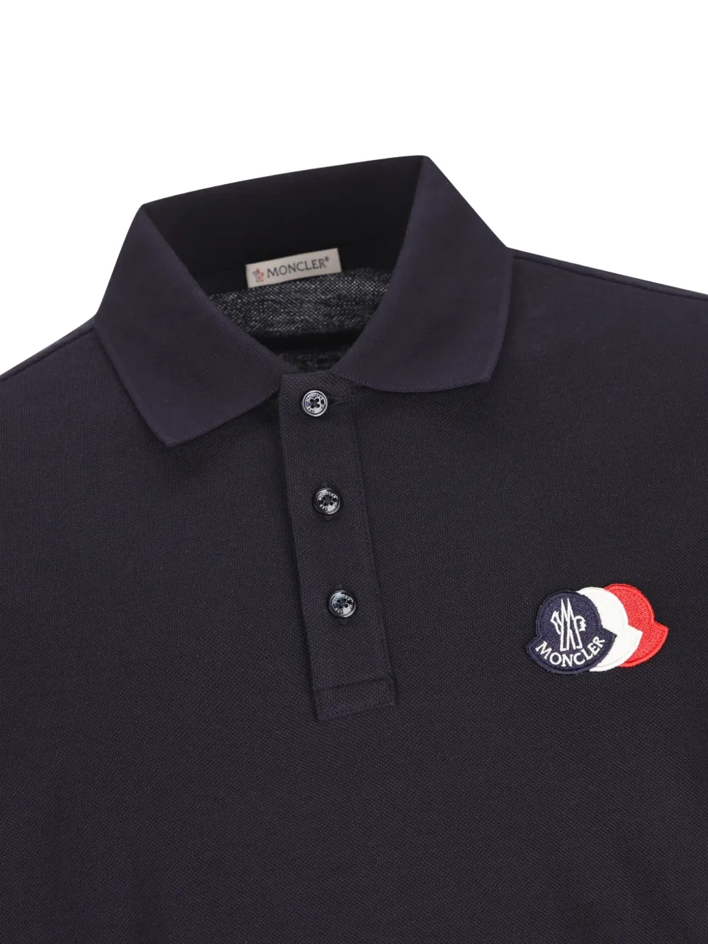 Moncler Piquet poloshirt met logo-patch Blauw