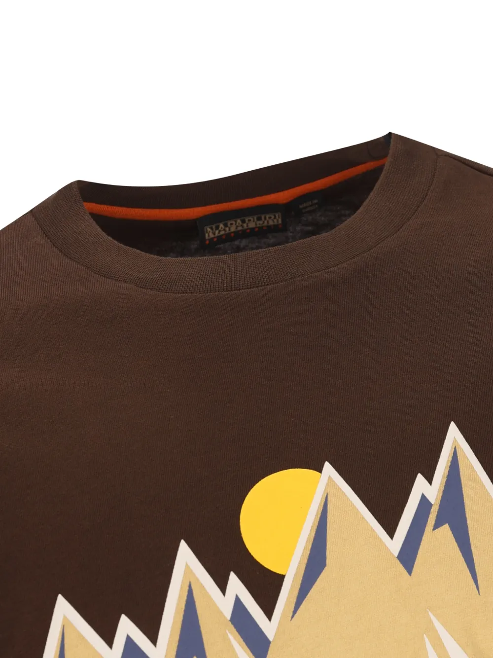 Napapijri T-shirt met grafische print en lange mouwen Bruin