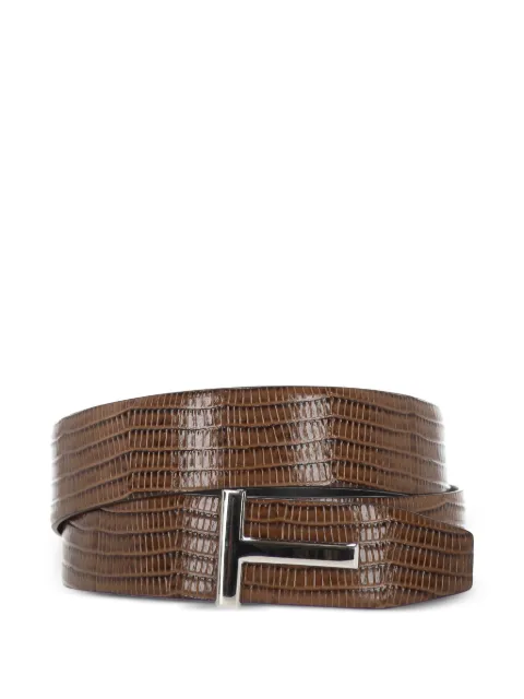 TOM FORD T-buckle lizard-effect belt
