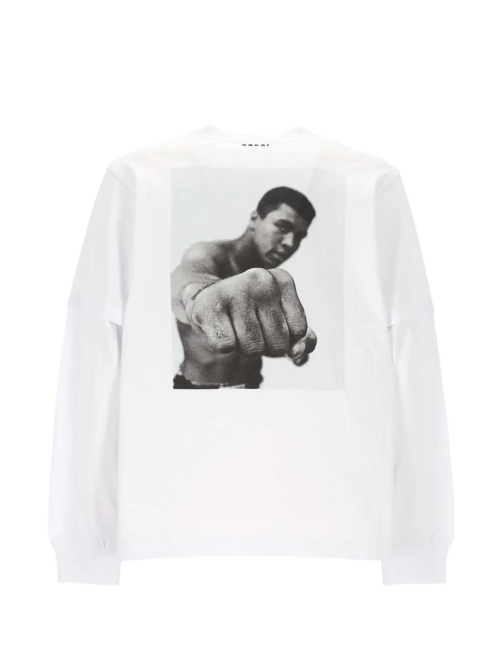 sacai Muhammad Ali T-shirt met gelaagde mouwen Wit
