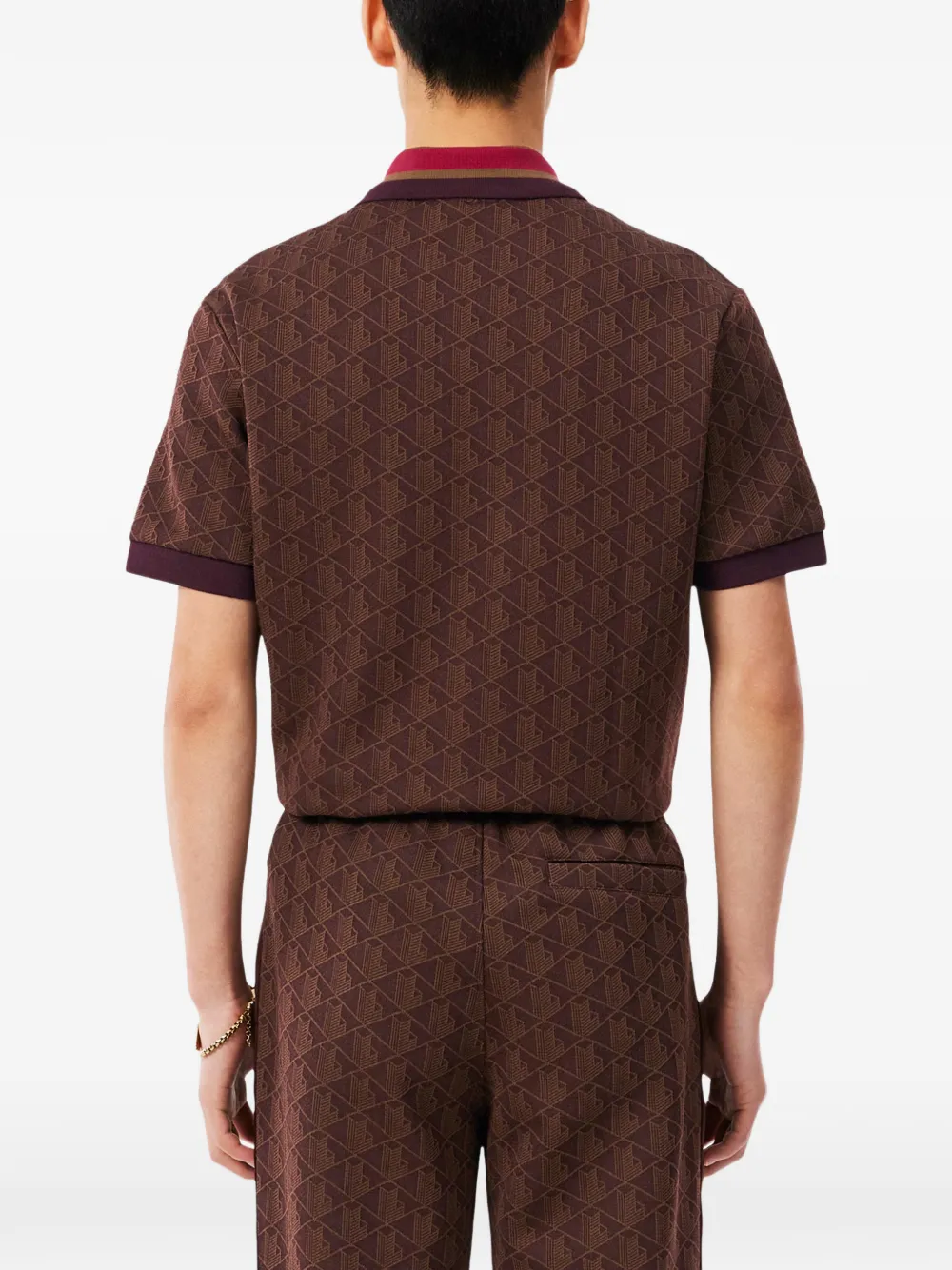 Lacoste Poloshirt met monogram Bruin