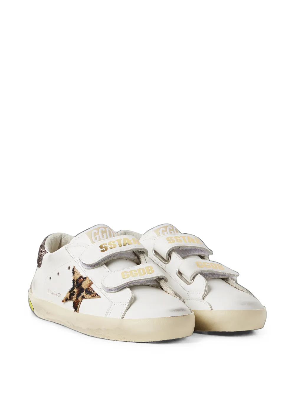 Golden Goose Kids Old School leopard-print sneakers Wit