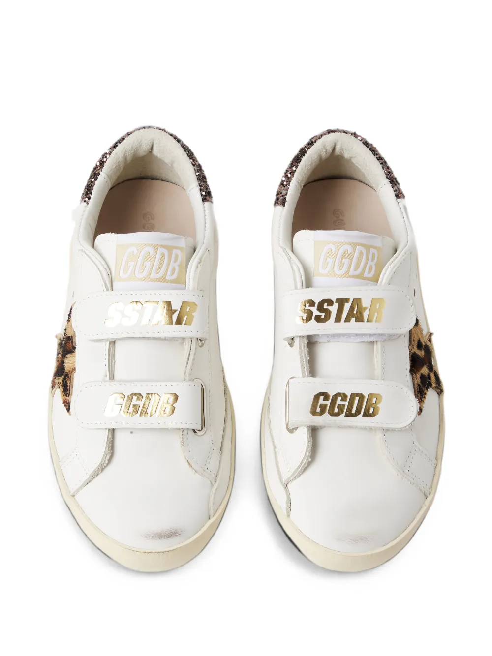 Golden Goose Kids Old School leopard-print sneakers Wit