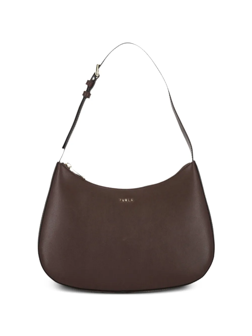 Furla logo-lettering leather shoulder bag - Marrone