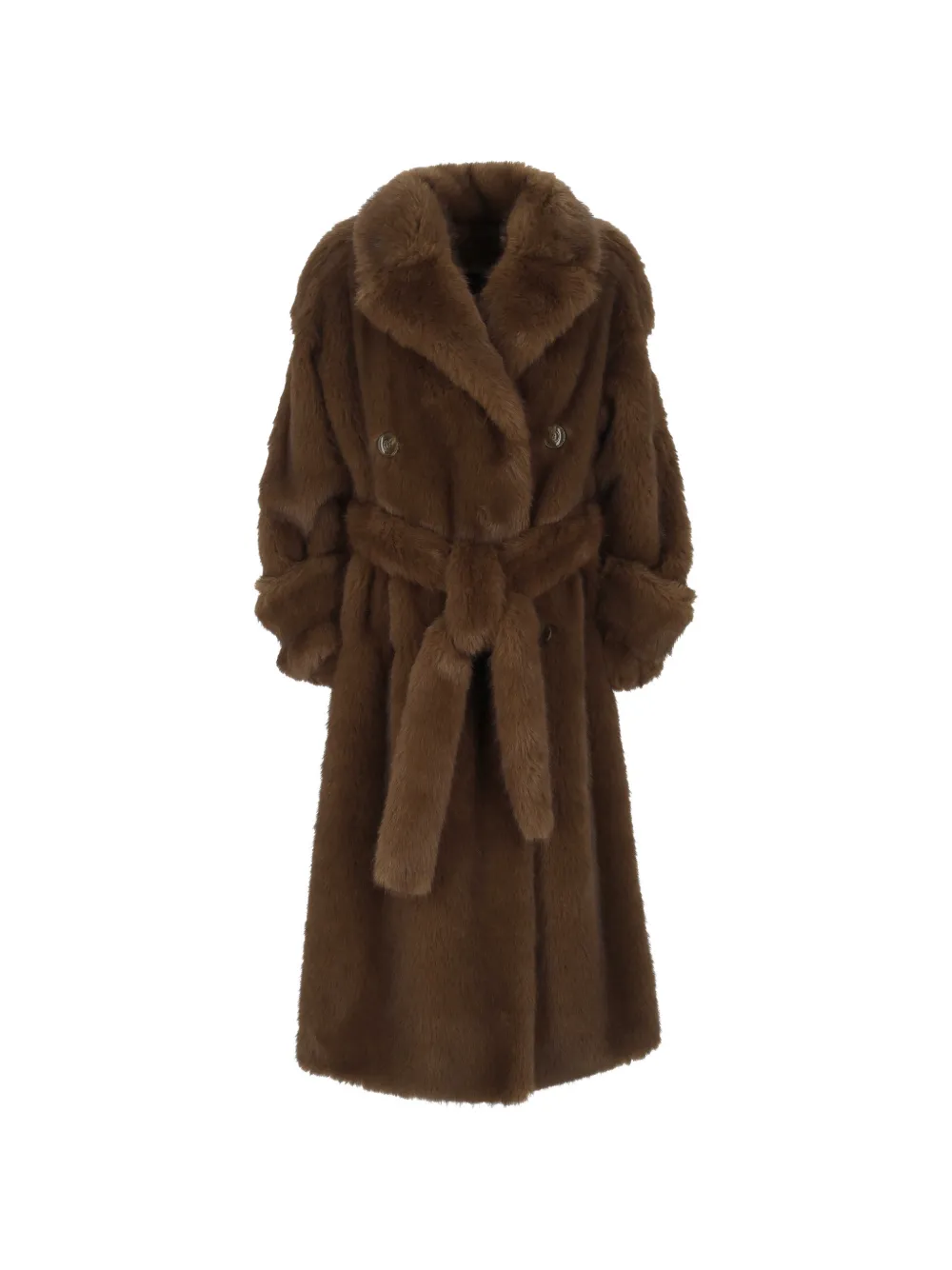BB Couture belted double-breasted faux-fur coat