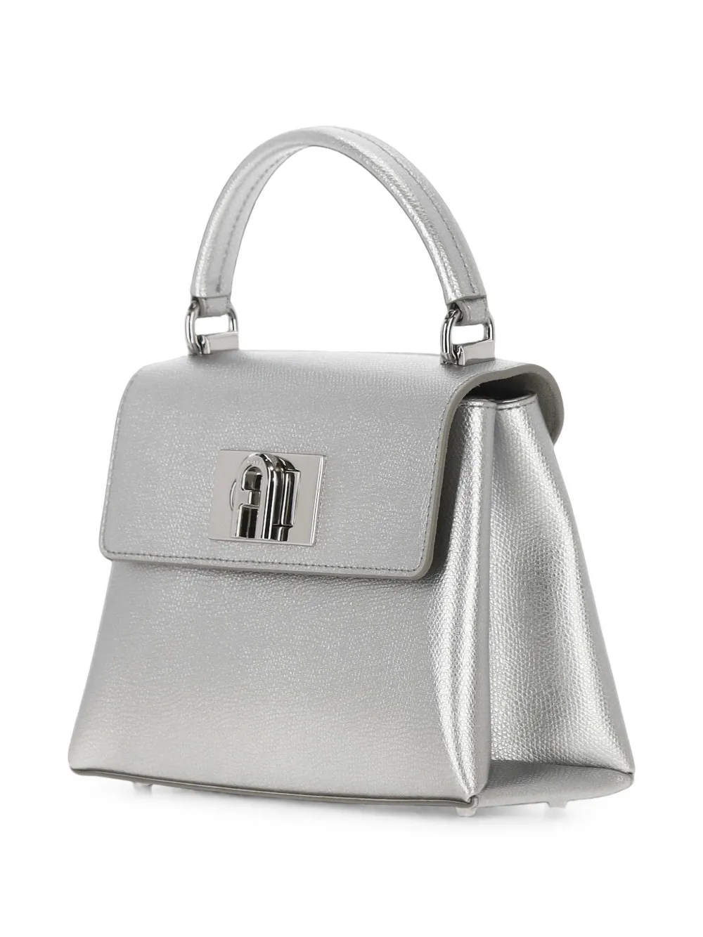 Furla Tas met metallic effect en handvat Zilver