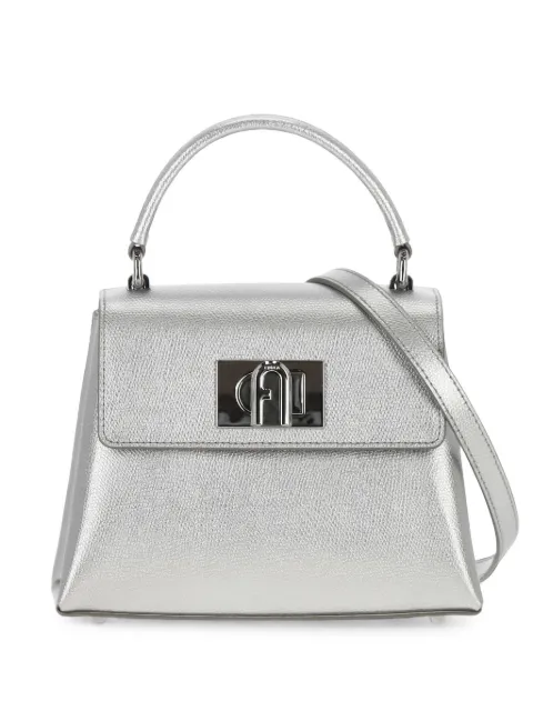Furla taske med tophåndtag og metallisk effekt
