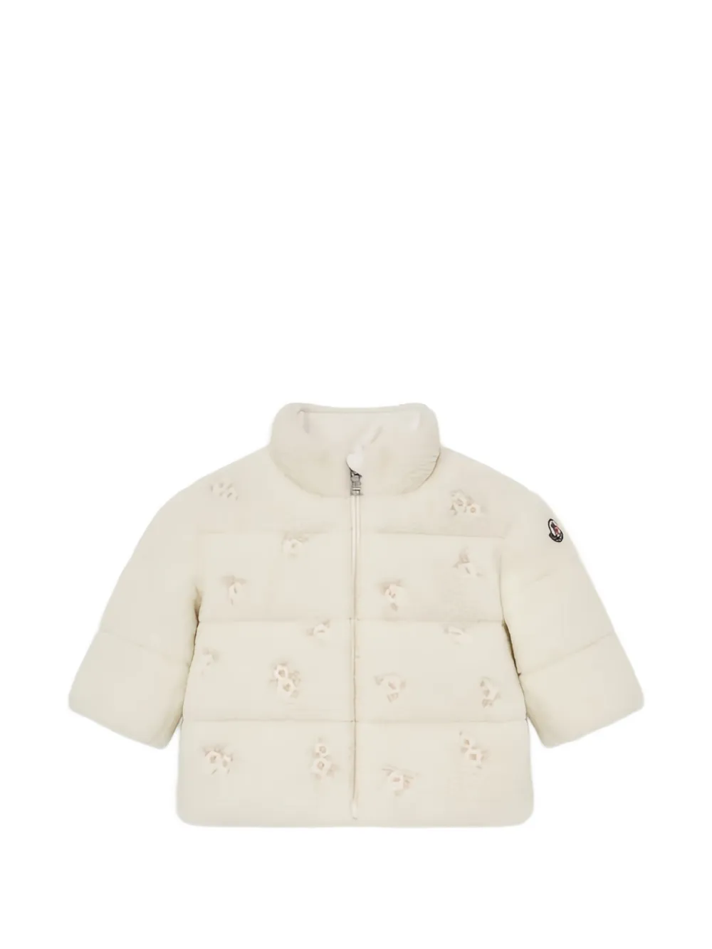 Moncler Enfant veste en fourrure artificielle à fleurs brodées - Tons neutres