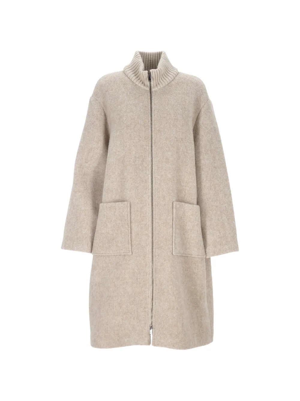 Lorena Antoniazzi high-neck zip-up coat - Nude