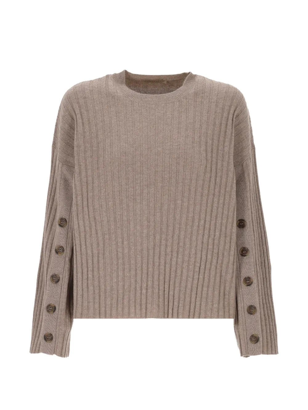 Purotatto ribbed-knit button-sleeve sweater - Nude