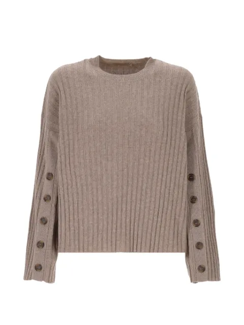 Purotatto ribbed-knit button-sleeve sweater