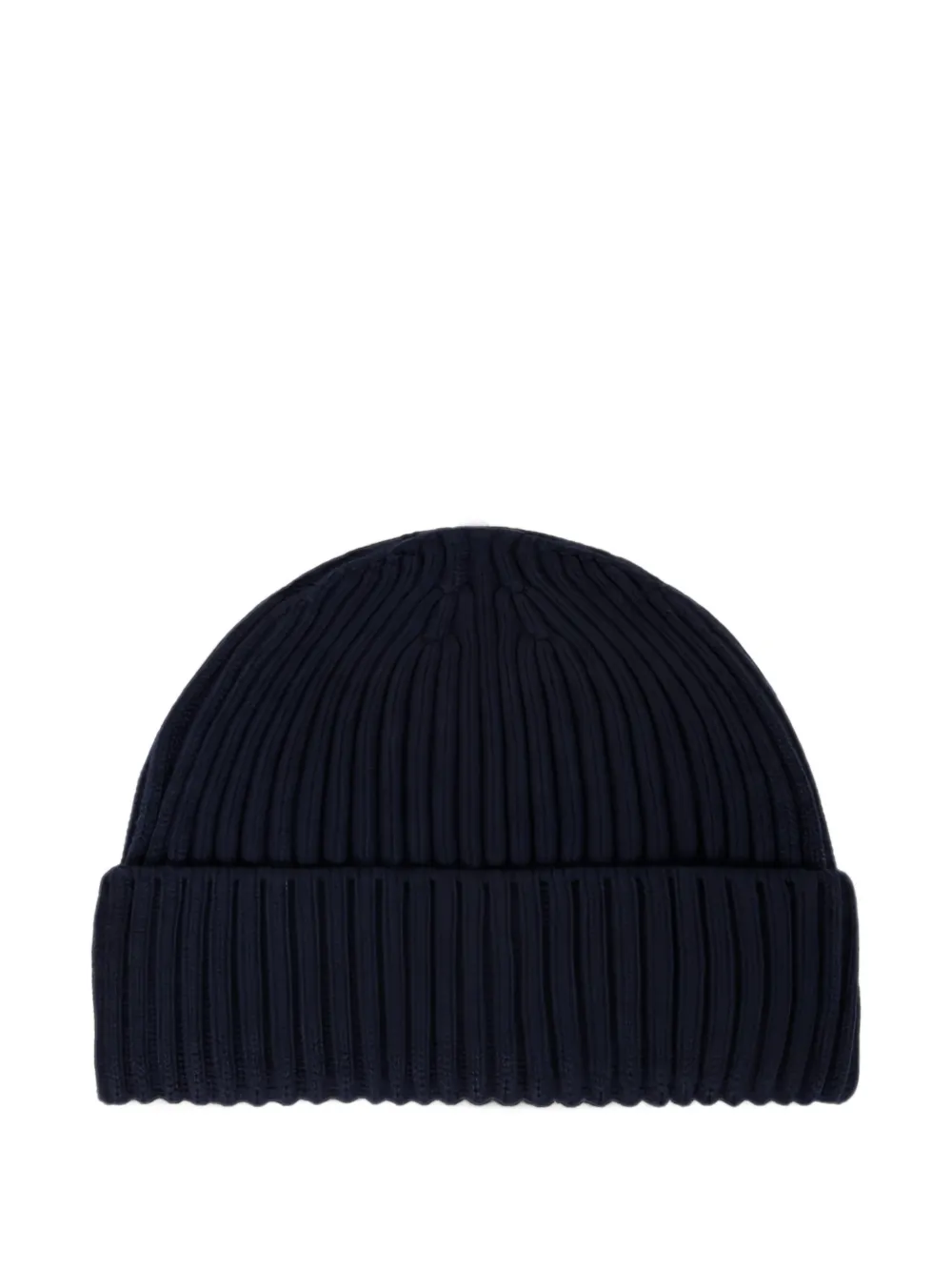 Stone Island Junior ribbed-knit logo-patch beanie hat Blauw