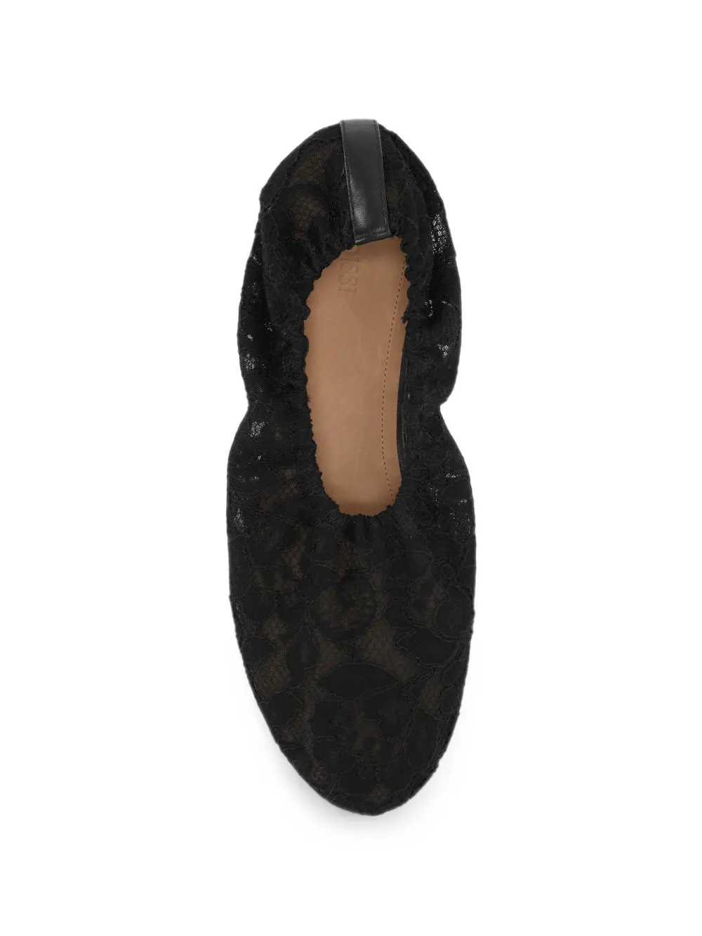 ODISSI Aicha lace-overlay elasticated ballet flats Zwart