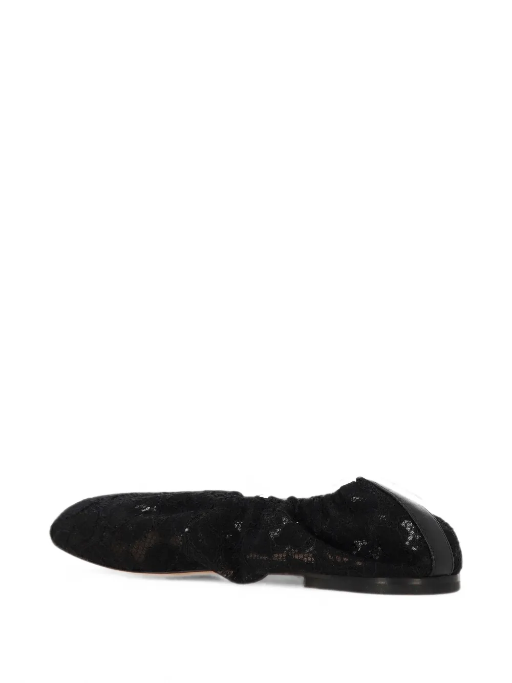 ODISSI Aicha lace-overlay elasticated ballet flats Zwart