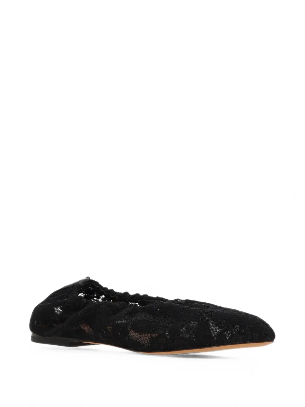 ODISSI Aicha lace-overlay elasticated ballet flats Zwart