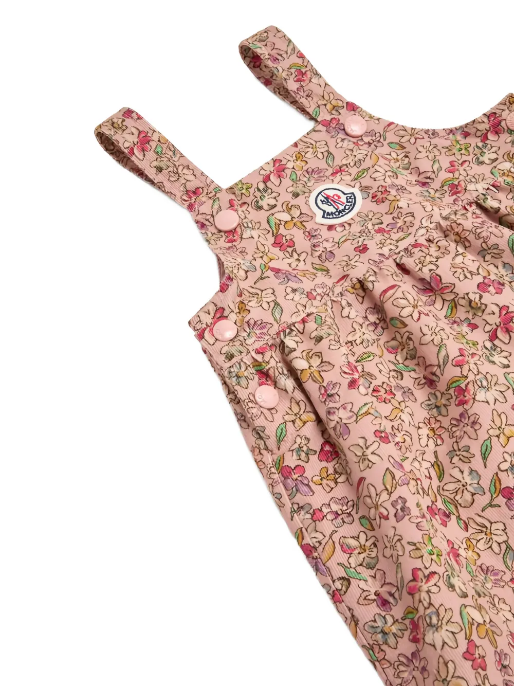 Moncler Enfant Ribfluwelen jurk met bloemenprint Roze