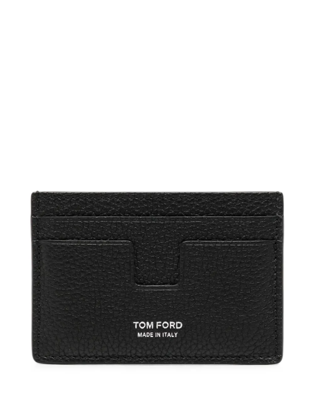 TOM FORD logo-print grained-leather cardholder - Nero