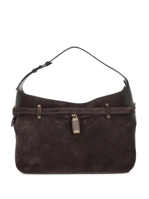 Borbonese Small Premere Hobo suede padlock shoulder bag