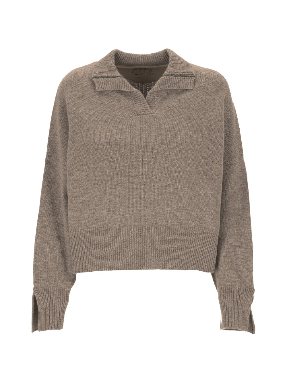 Purotatto spread-collar cashmere sweater - Braun