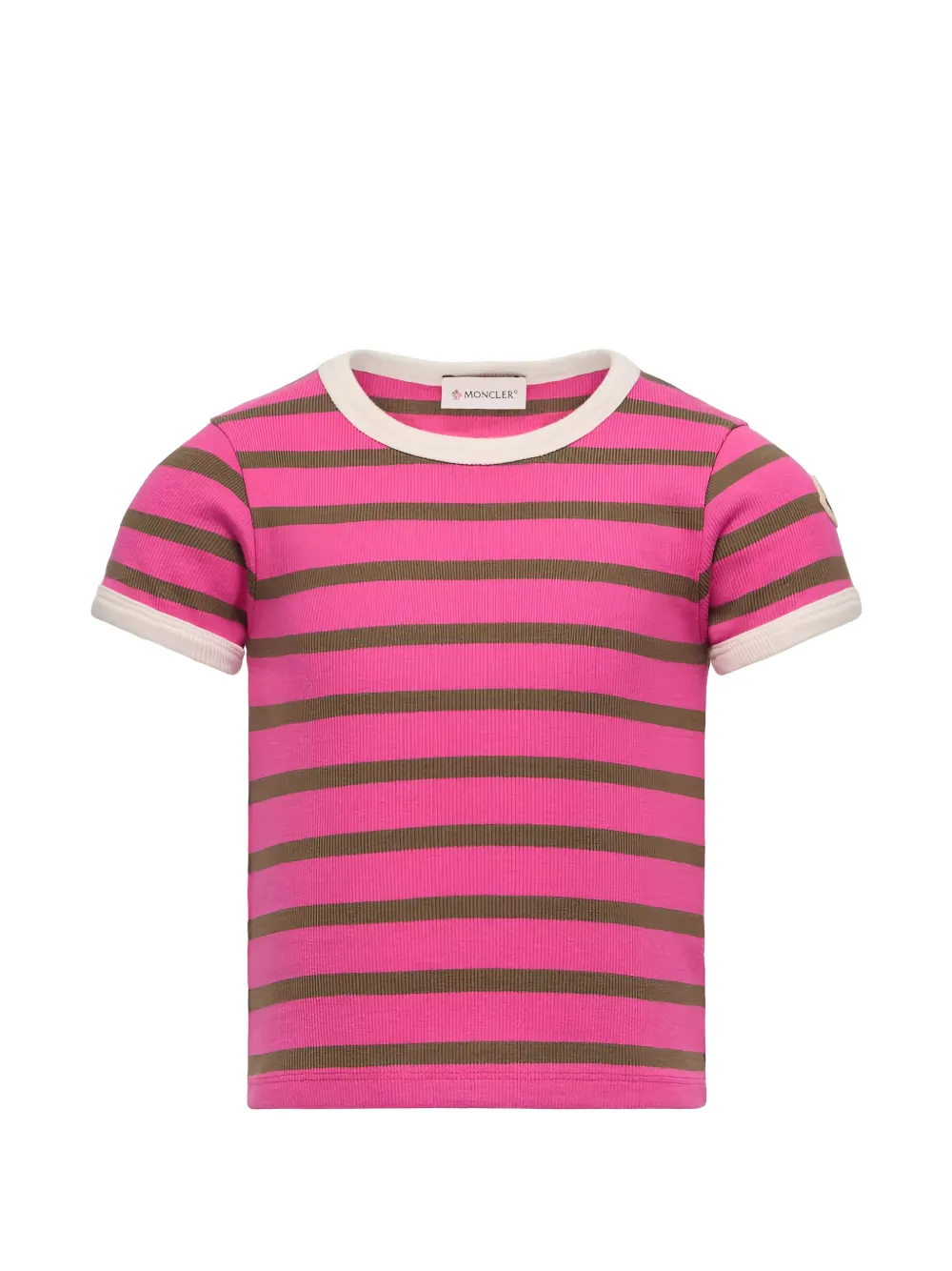Moncler Enfant Gestreept katoenen T-shirt Roze