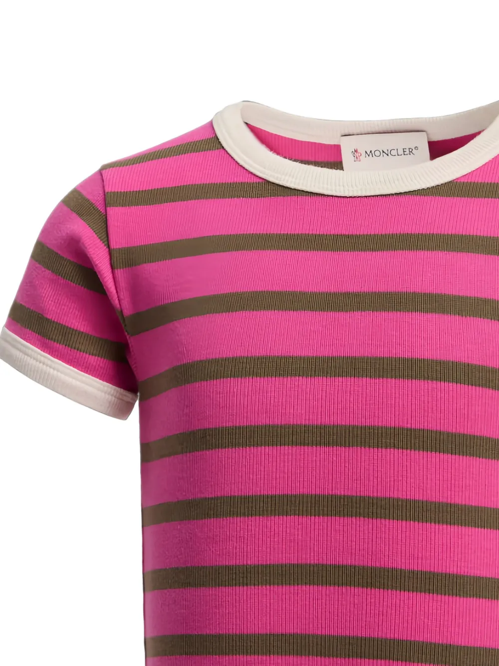 Moncler Enfant Gestreept katoenen T-shirt Roze