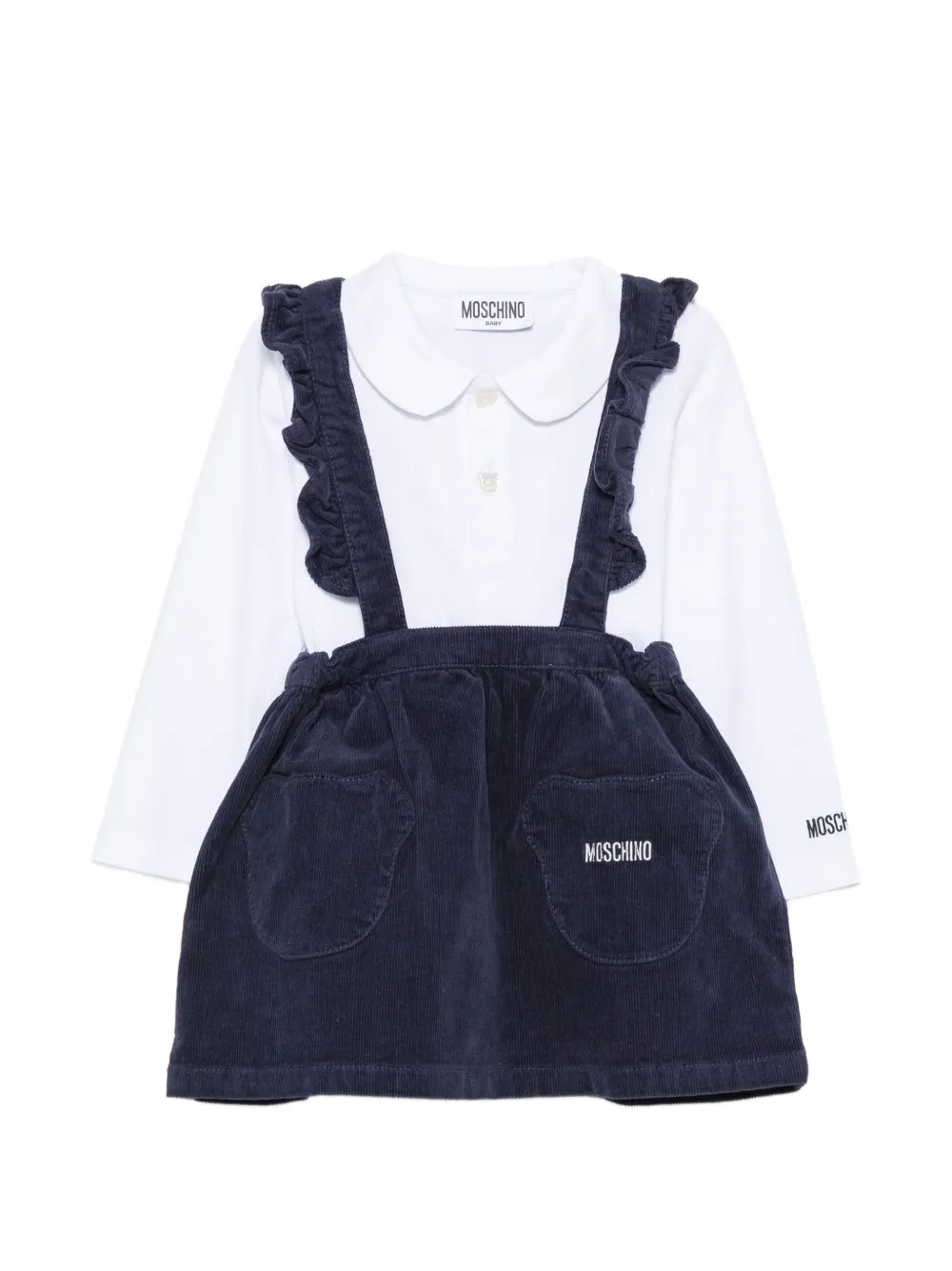 Moschino Kids Peter Pan collar dress set - Bianco