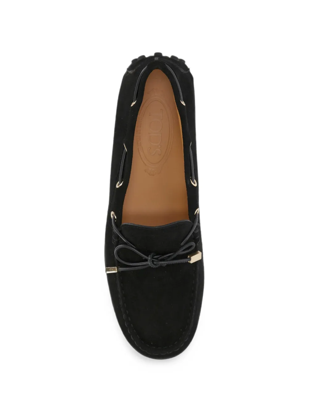 Tod's bow-detail suede loafers Zwart