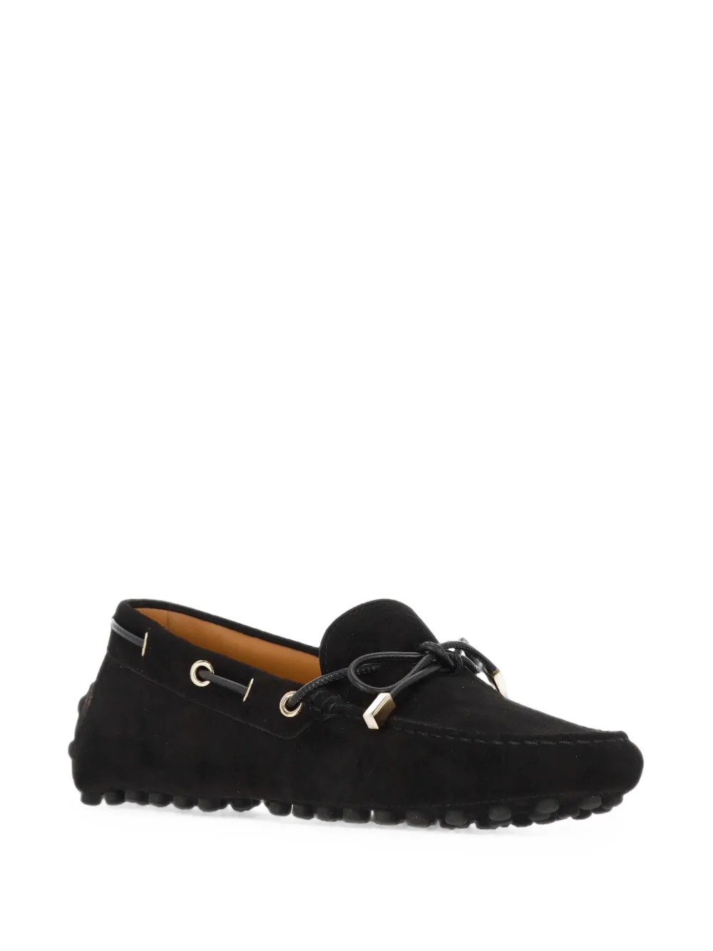 Tod's bow-detail suede loafers Zwart