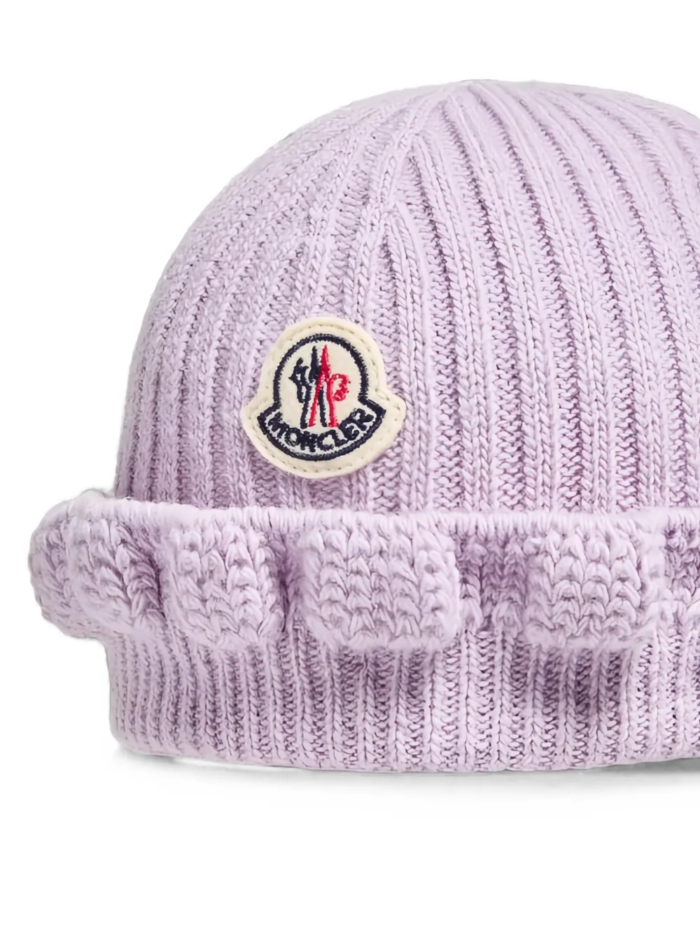 Moncler Enfant Ribgebreide muts met ruches Paars