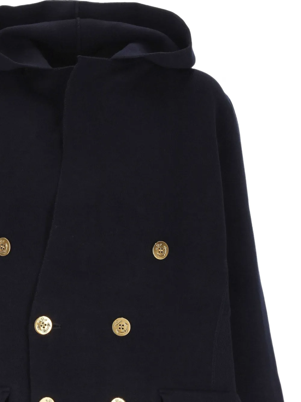 sacai Jas met dubbele rij knopen en capuchon Blauw