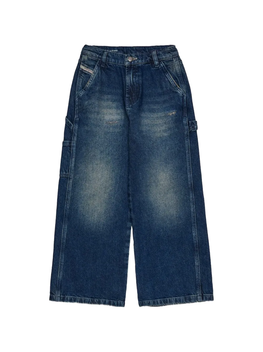 Diesel Kids Jeans a gamba ampia con effetto vissuto - Blu