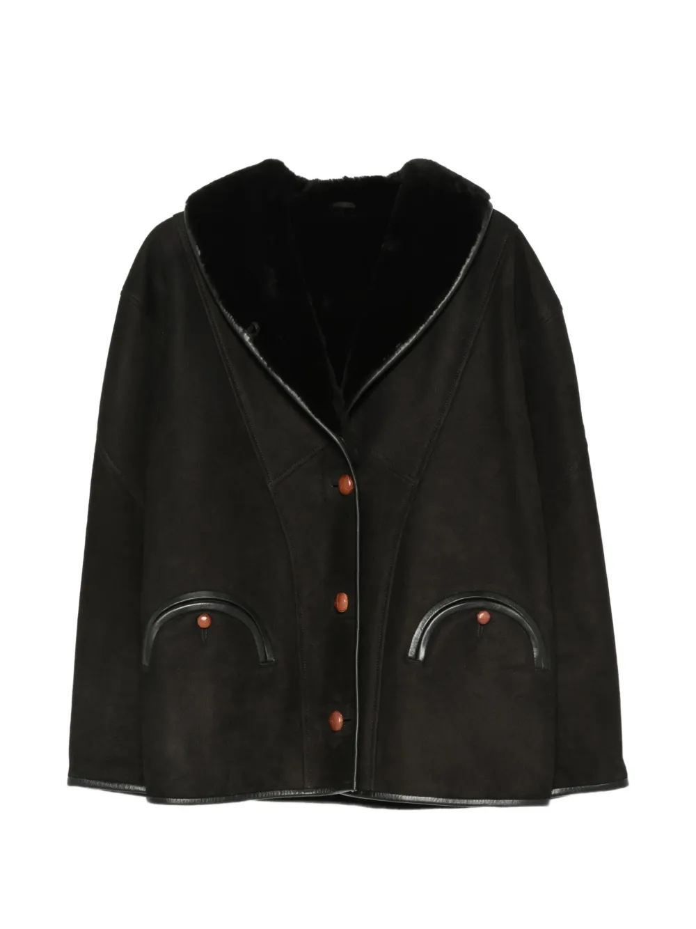 Blazé Milano Tatoosh shearling leather-trimmed jacket - Schwarz