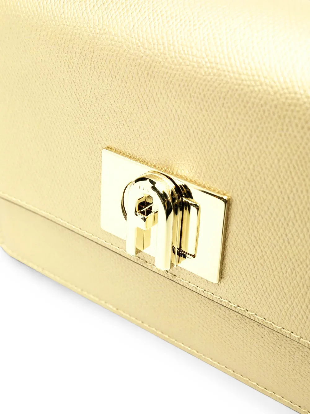 Furla Leren schoudertas met logoplakkaat Goud