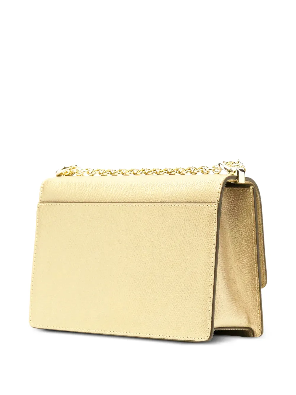 Furla Leren schoudertas met logoplakkaat Goud