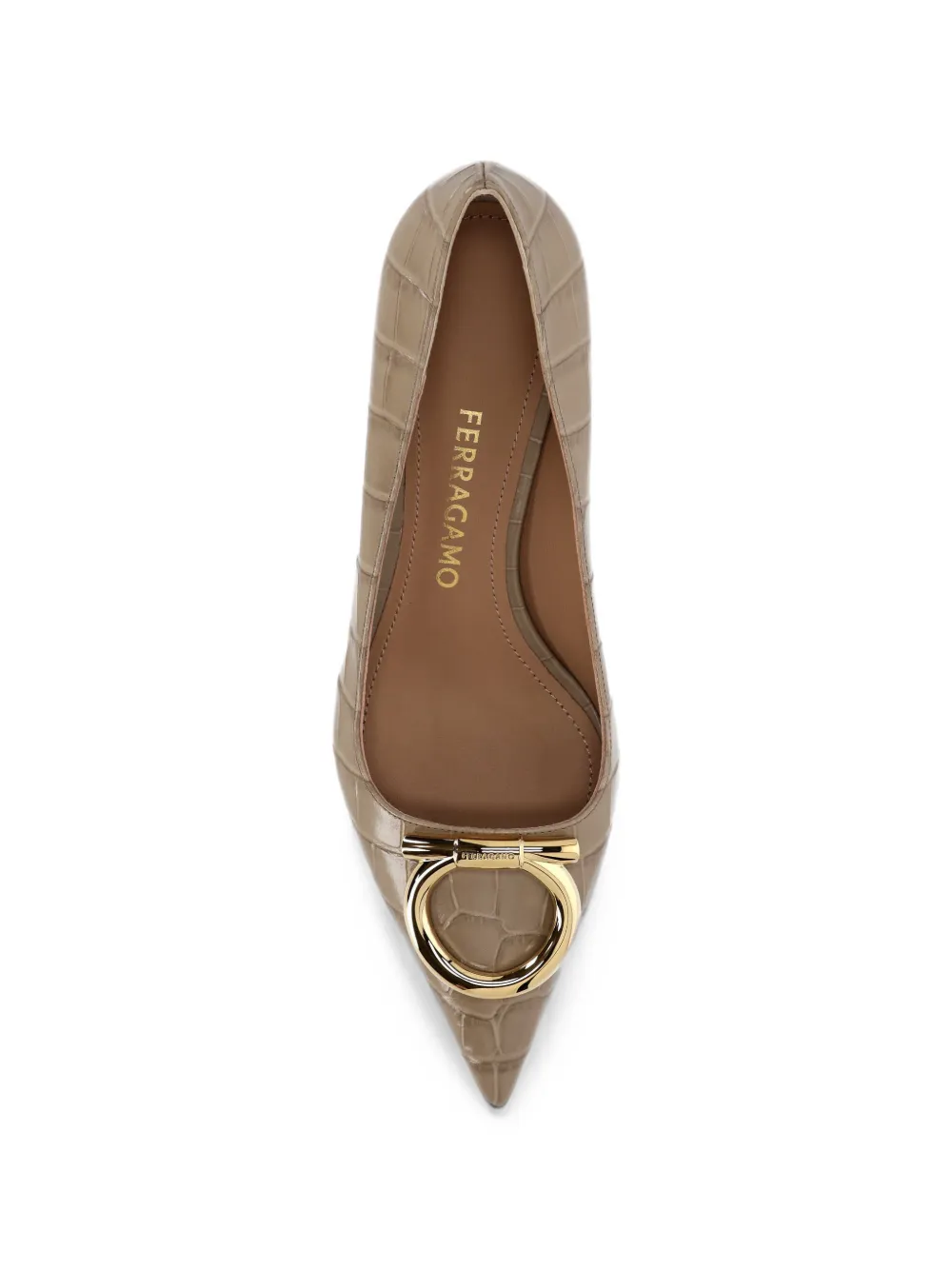 Ferragamo Gancini croc-effect pumps Beige