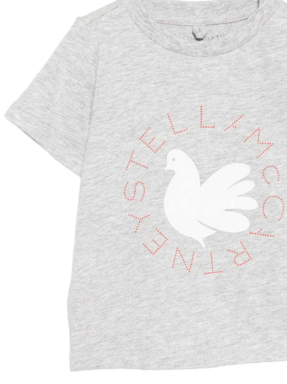 Stella McCartney Kids Katoenen T-shirt met logoprint Grijs
