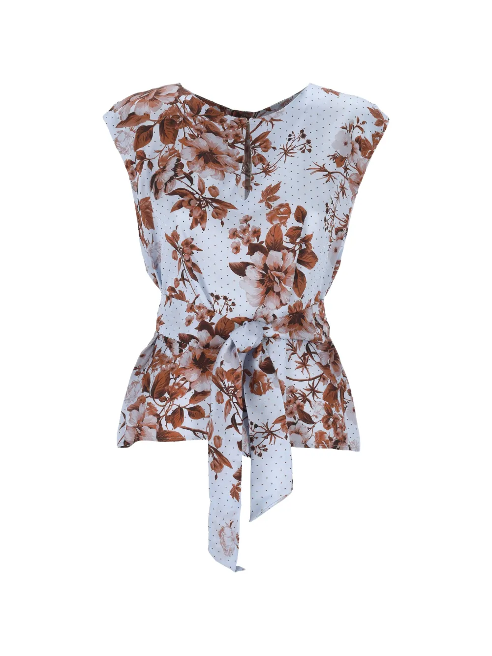 Marella Blouse met ceintuur en bloemenprint Blauw
