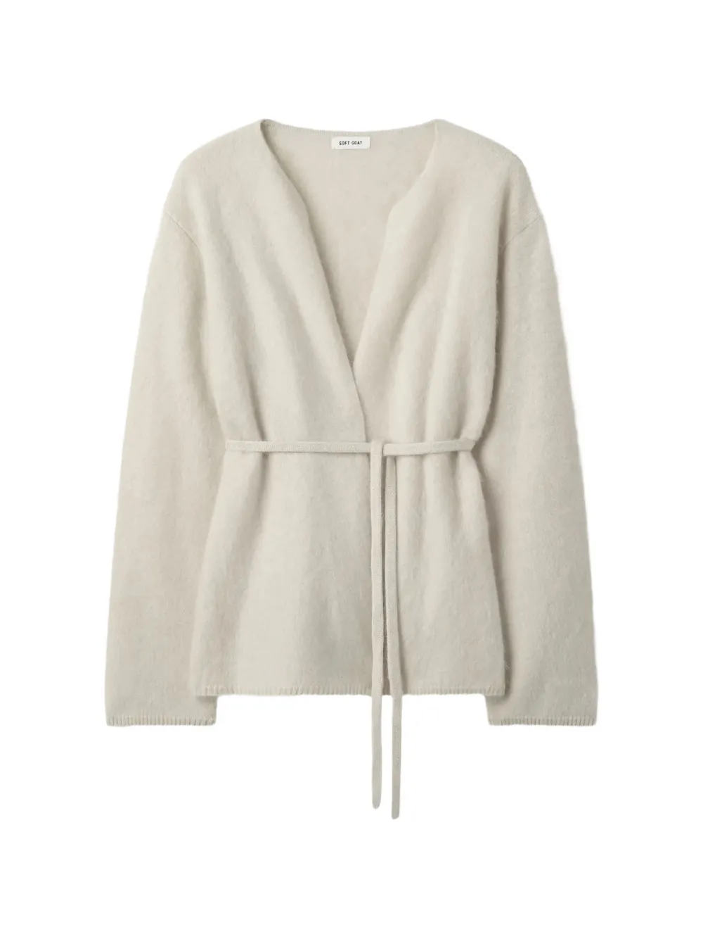 Soft Goat belted V-neck cardigan - Bianco