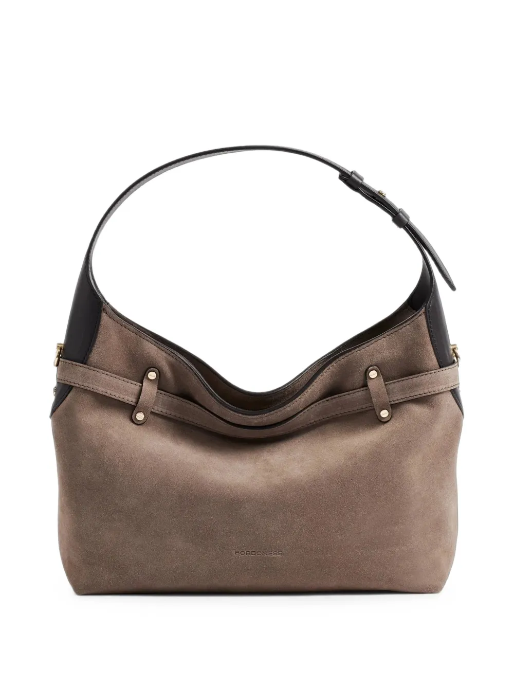 Borbonese B-Halo buckled suede shoulder bag - Toni neutri