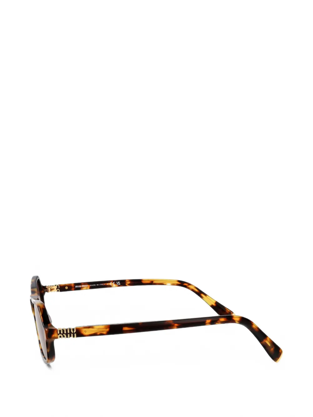 Miu Eyewear Zonnebril met geometrisch montuur met schildpadschild design Bruin