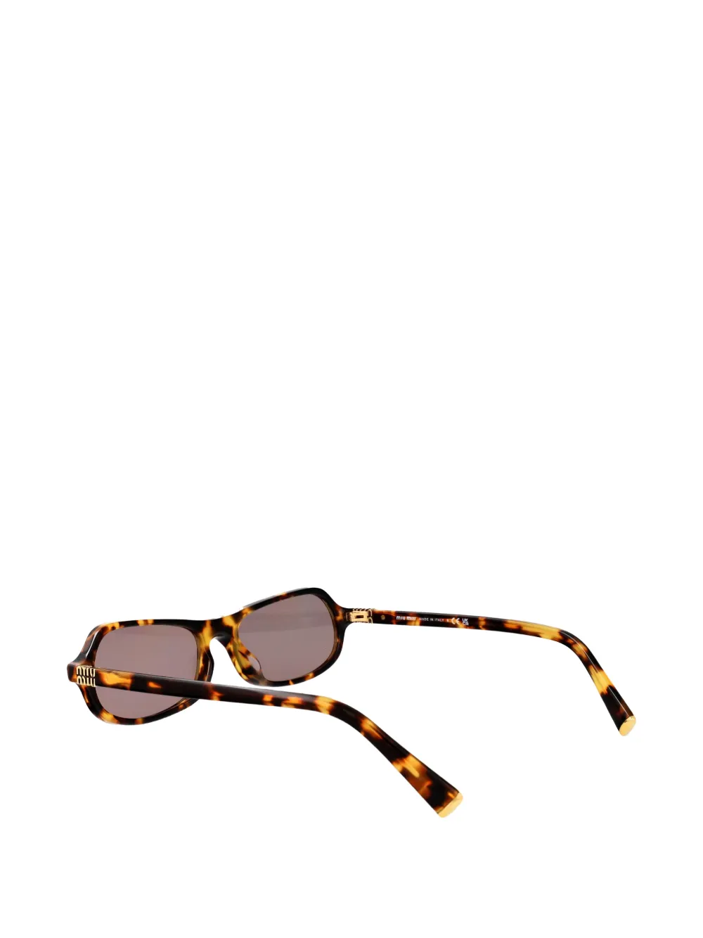 Miu Eyewear Zonnebril met geometrisch montuur met schildpadschild design Bruin