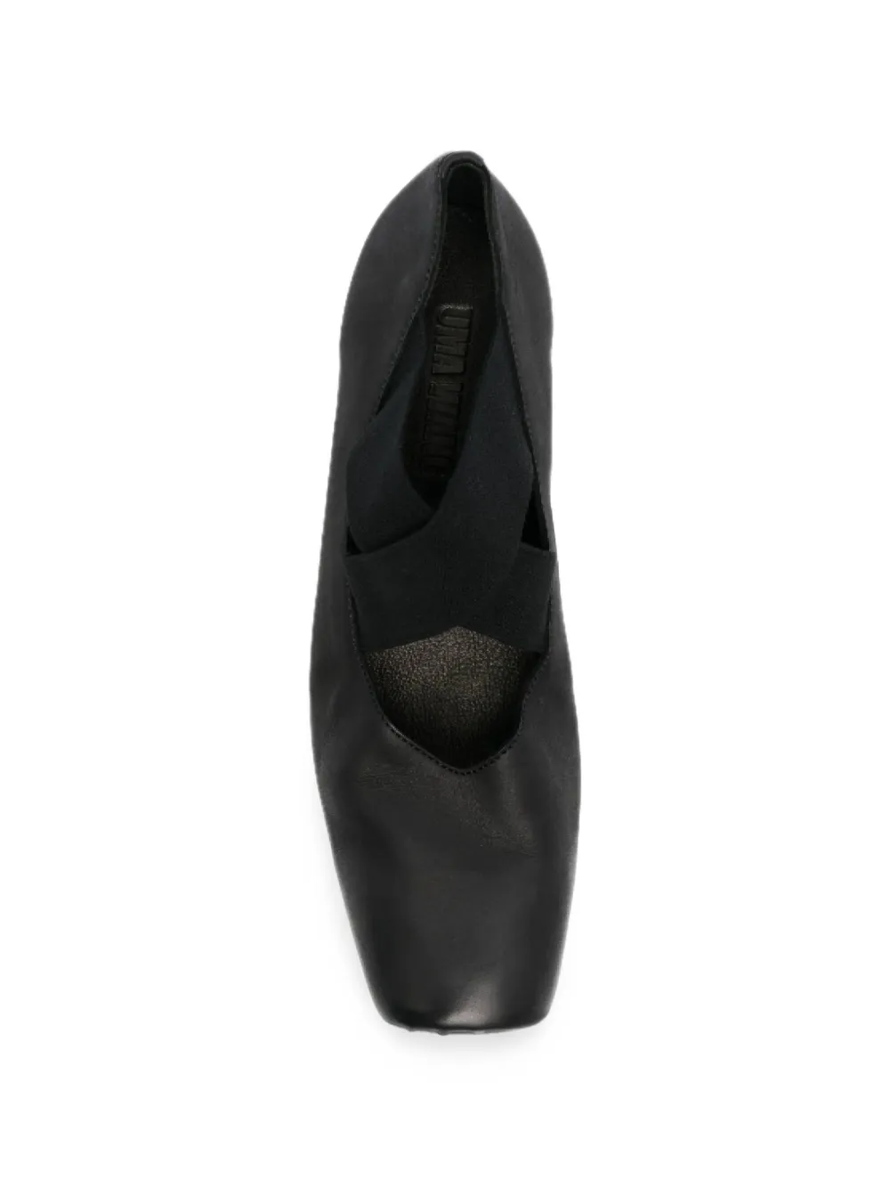 Uma Wang crossover-strap square-toe ballet flats Zwart