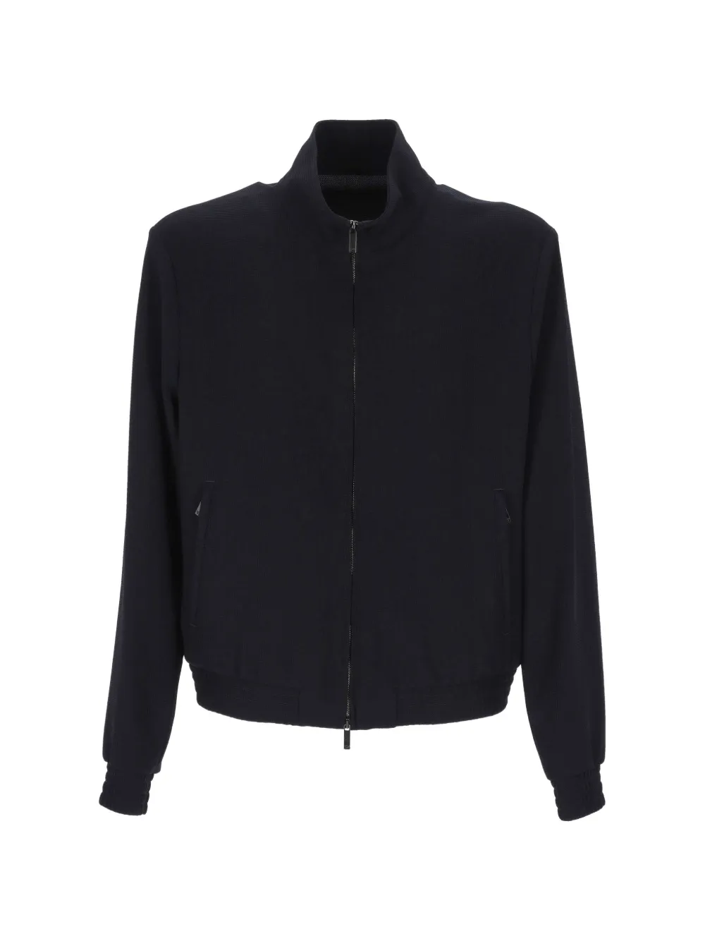 Emporio Armani zip-up ribbed-trim jacket - Blu